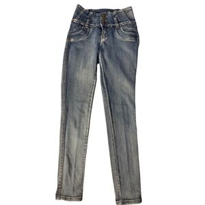 Crocker Jeans Womens High Rise Skinny Jeans Blue Denim Button Fly Size‎ Small